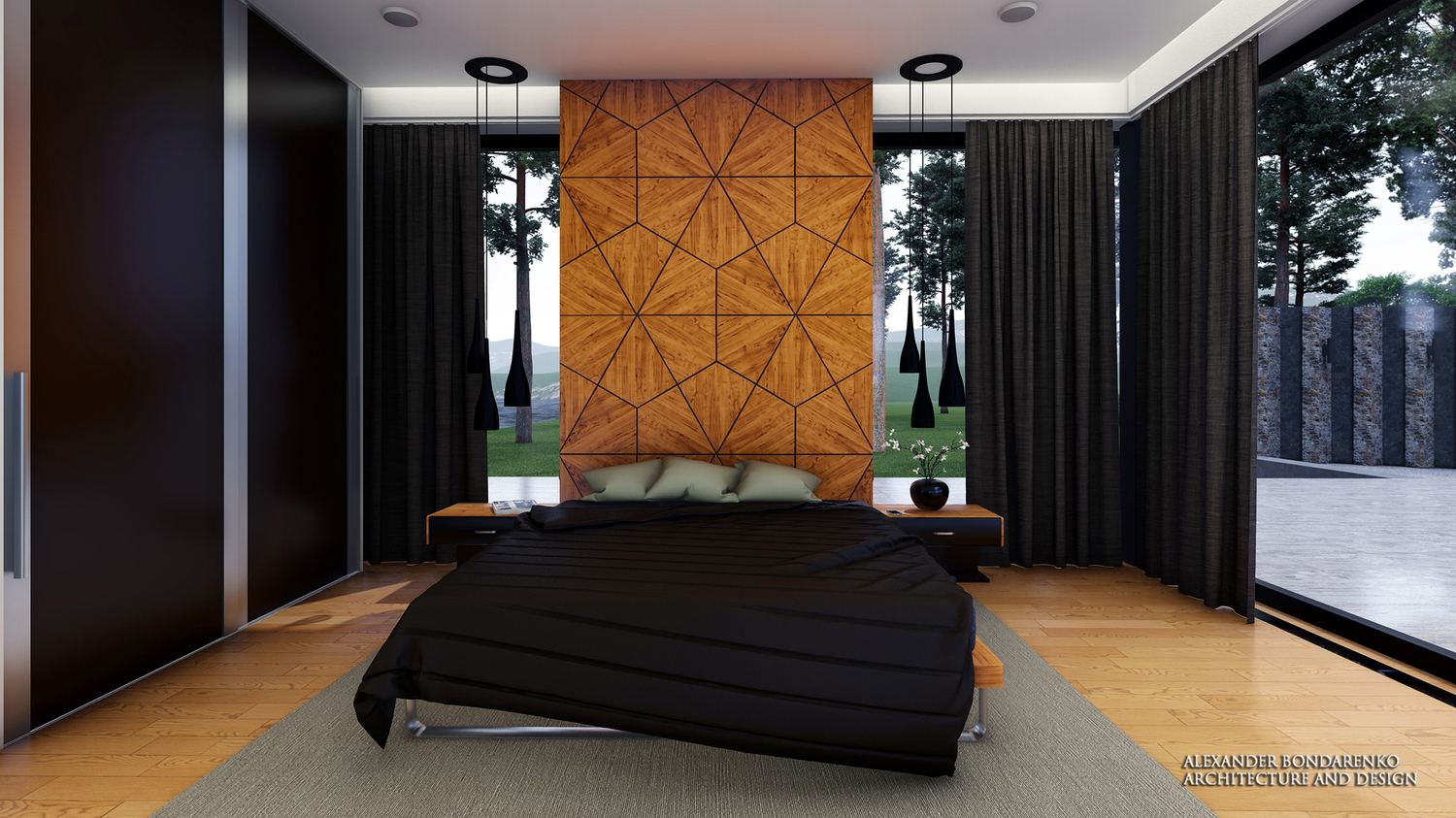 bedroom design with decorative, wood panel Richmond. a photo