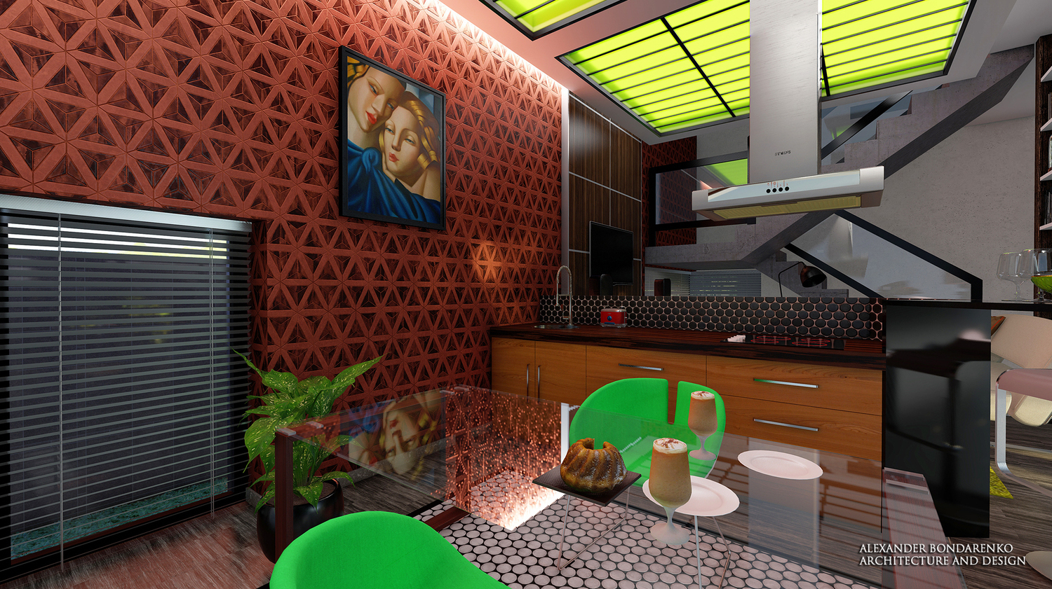 studio design in red. Palm Bay. studio design in red. Palm Bay. Photo