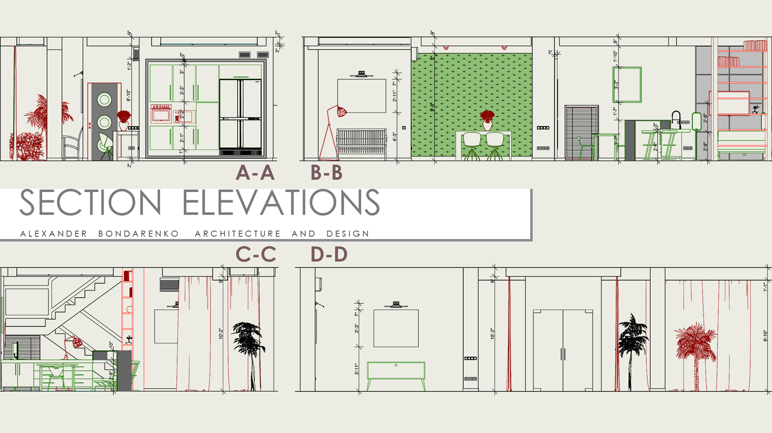 section elevations. interior design section elevations plan. photo