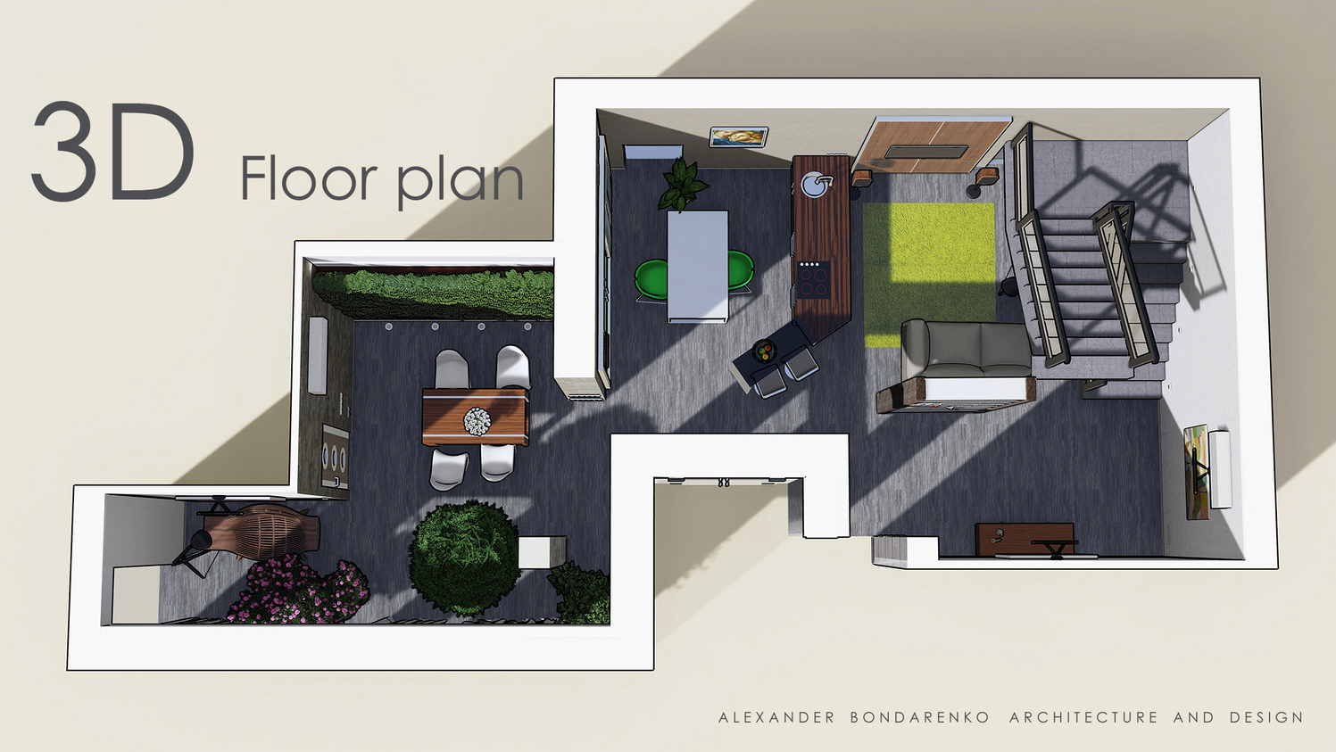 3D interior plan. Photo