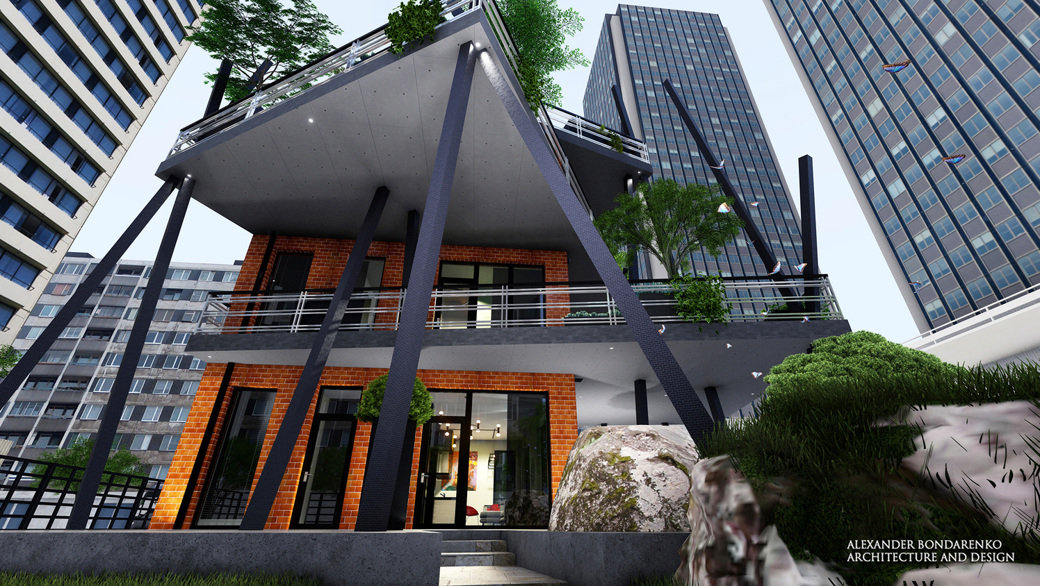  «Дом-сад»  HASI-HOUSE фасады оранжевая плитка. фото