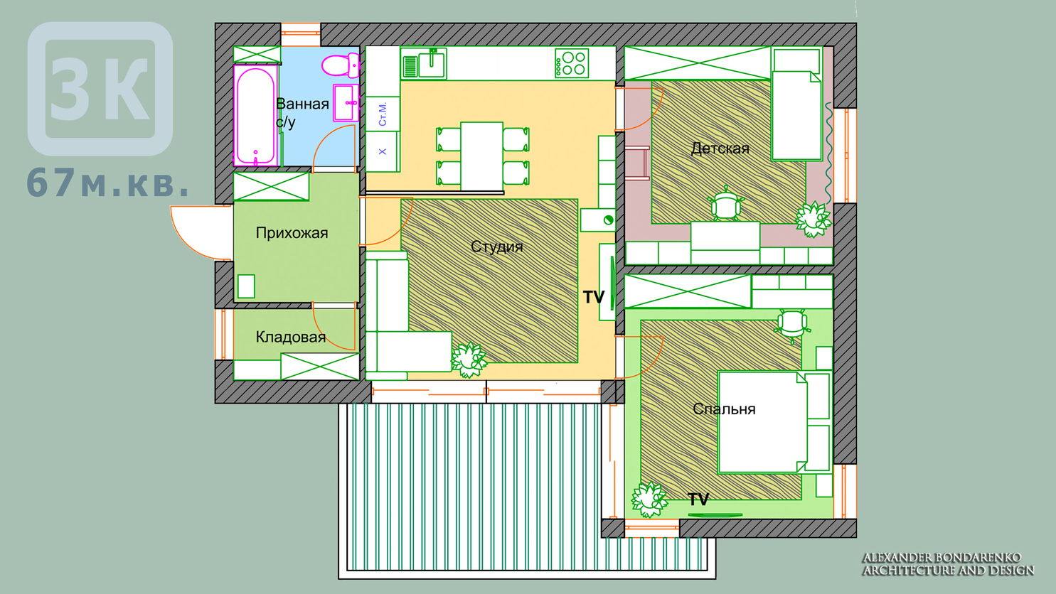 планировка дом-квартира 3 комнаты. фото